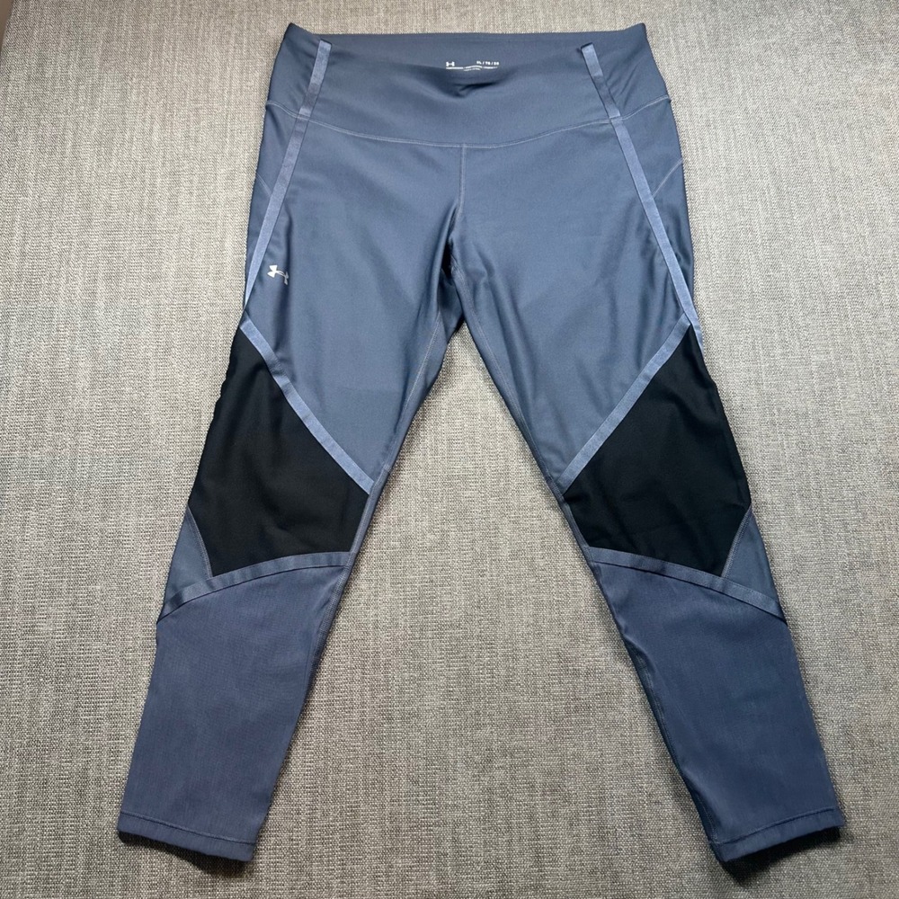 Under Armour Leggings Women XL Blue Gray  HeatGear Mesh‎ Compression